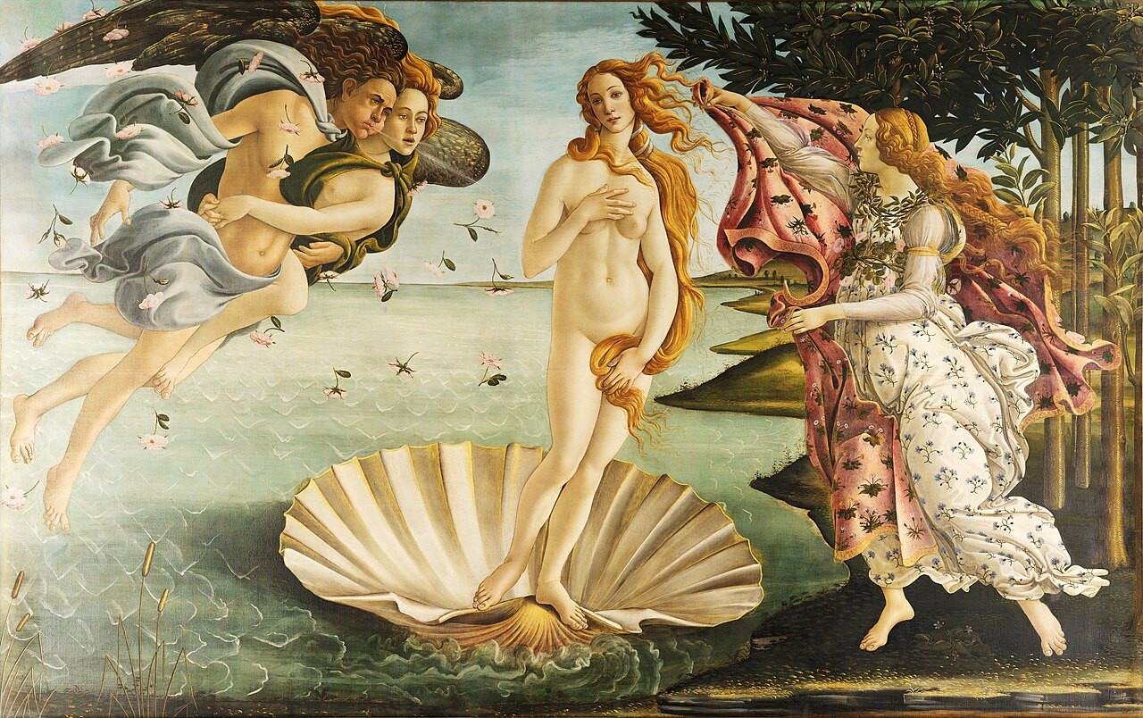 Bức tranh "Sự ra đời của Venus" của Sandro Botticelli, một biểu tượng của nghệ thuật Phục Hưng, thể hiện sự quay trở lại với vẻ đẹp cổ điển và tôn vinh con người