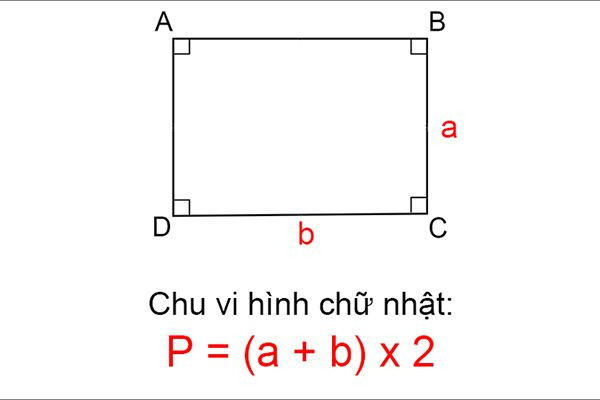 Công thức tính chu vi hình chữ nhật