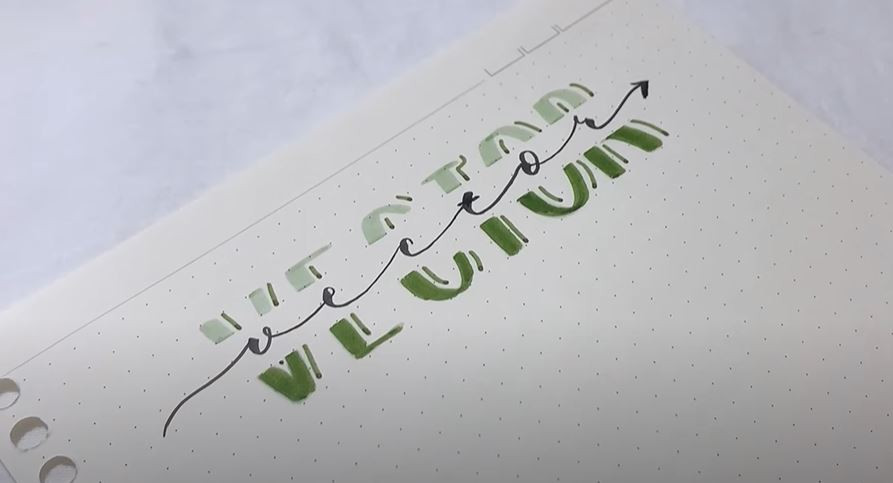 Hình ảnh trang trí tiêu đề Véc Tơ với washi tape ở giữa chữ và mũi tên thể hiện hướng của véc tơ