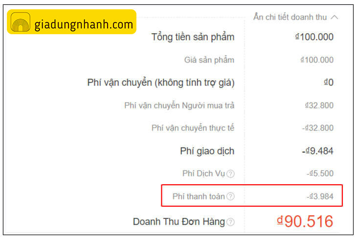 Phí thanh toán trên Shopee