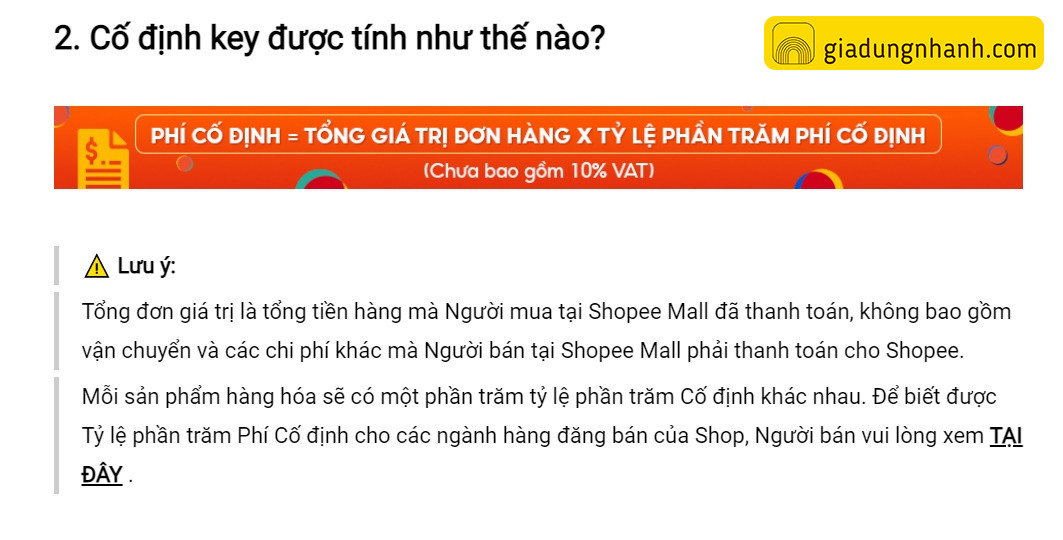 Phí cố định trên Shopee
