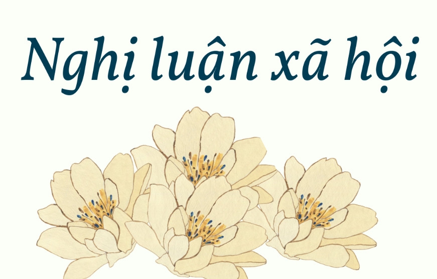 Hình ảnh minh họa khái niệm nghị luận xã hội với các biểu tượng liên quan đến xã hội, chính trị, và đạo đức.