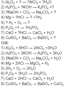 Giải bài tập chọn hệ số và công thức hóa học phù hợp điền vào dấu hỏi chấm - cân bằng phương trình hóa học