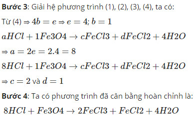 Cân bằng phương trình hóa học bằng phương pháp đại số