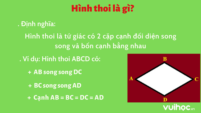 Hình thoi giúp học sinh nhận biết và phân biệt các hình học khác nhau
