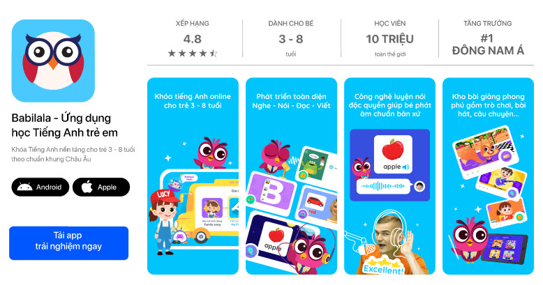 App luyện phát âm tiếng Anh cho trẻ Babilala