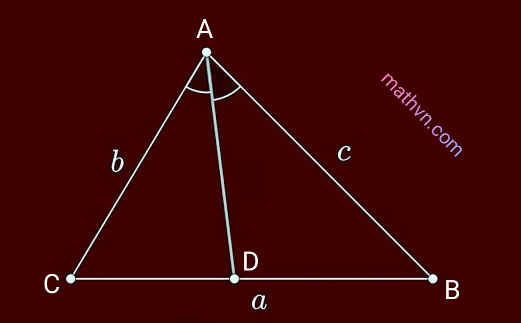 Định nghĩa đường phân giác trong tam giác ABC, AD là đường phân giác góc A