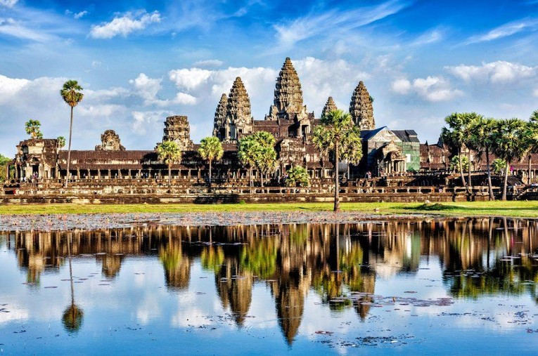 Đền Angkor Wat, Campuchia, thể hiện kiến trúc Khmer cổ điển