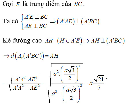 Hình ảnh minh họa các yếu tố trong lăng trụ tam giác đều, hỗ trợ việc hình dung và giải bài tập