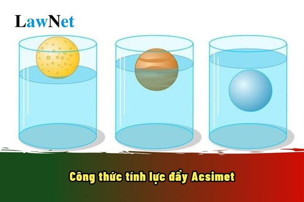 Công thức tính lực đẩy Ác-si-mét Fa= d * V