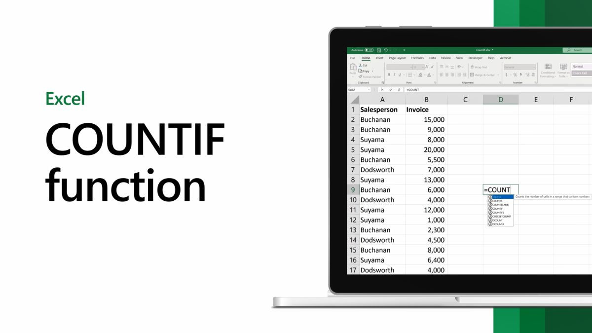 Minh họa công dụng của hàm COUNTIF trong Excel