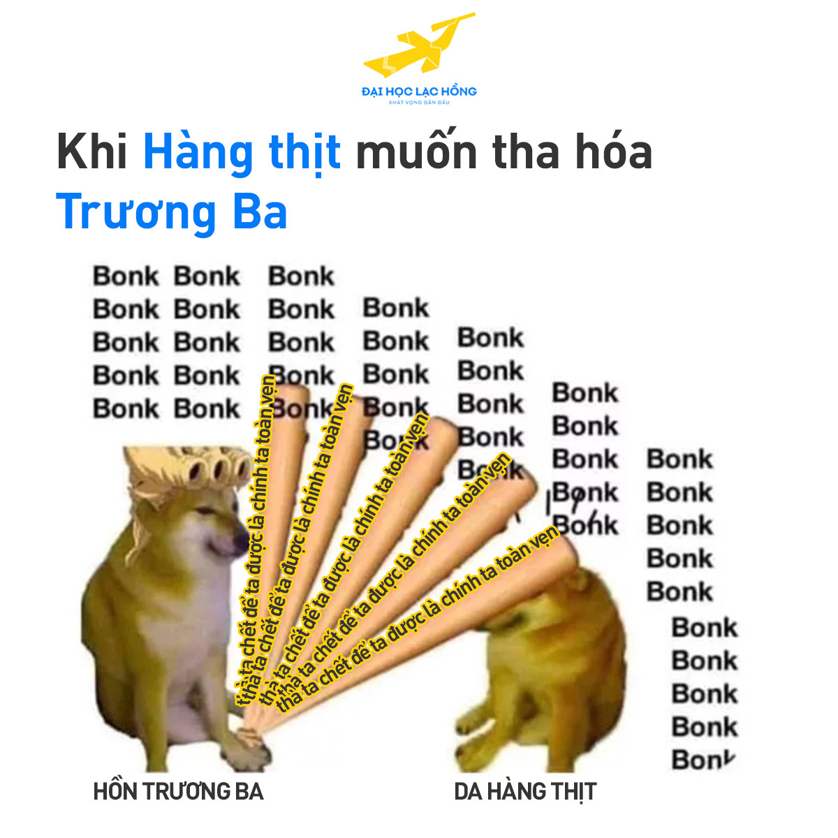 Hình ảnh minh họa vở kịch Hồn Trương Ba, da hàng thịt của Lưu Quang Vũ, thể hiện sự xung đột giữa thể xác và tâm hồn.
