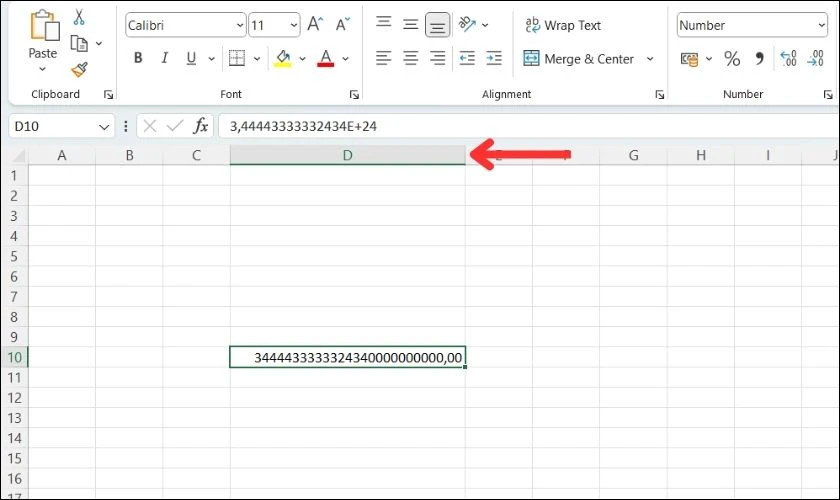 Kéo rộng ô có chứa nội dung trước khi sửa lỗi #### trong Excel.