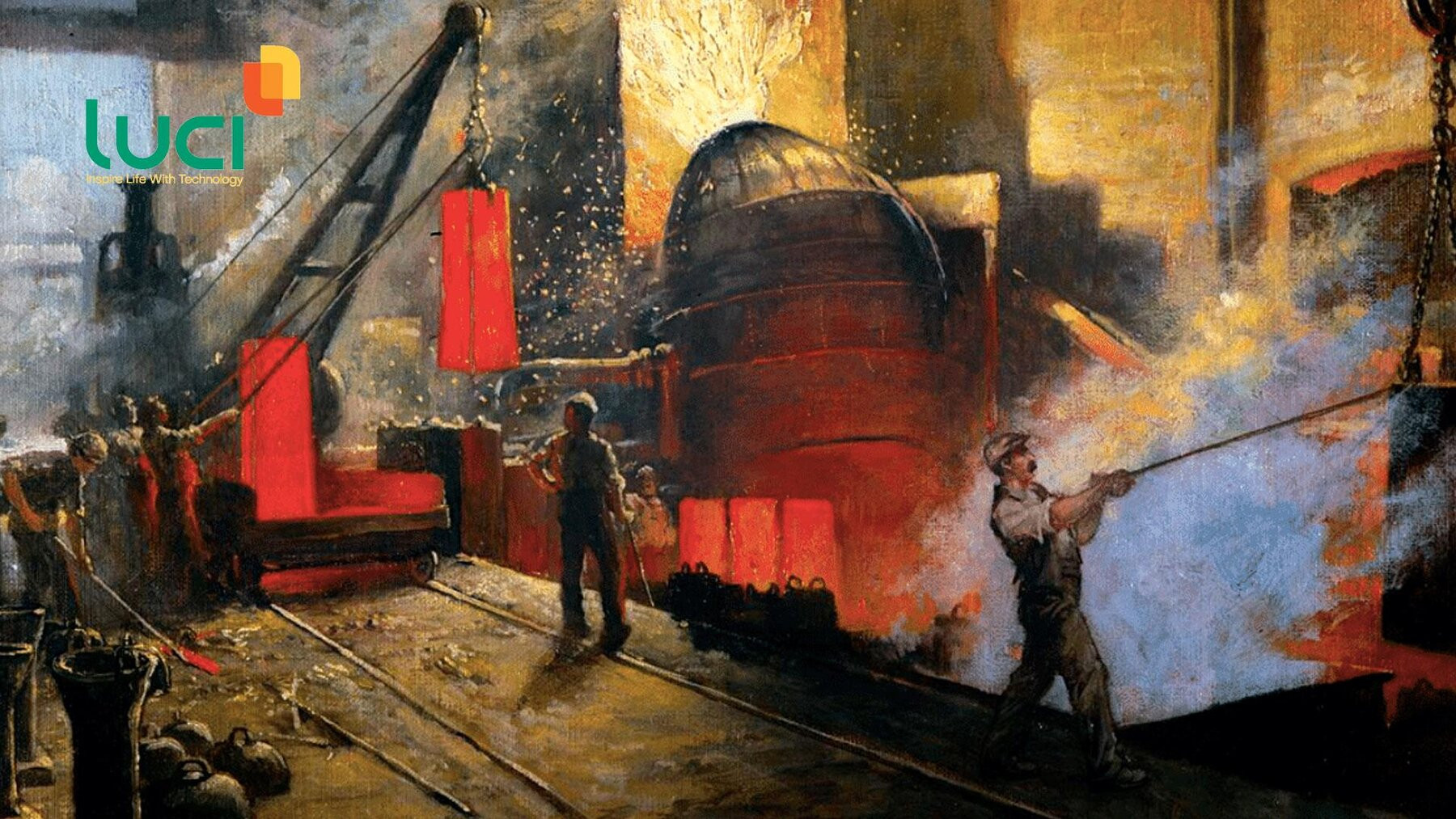 Hình ảnh lò luyện gang của Henry Bessemer, một bước tiến quan trọng trong ngành luyện kim