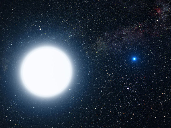 Ảnh chụp từ kính thiên văn vũ trụ Hubble cho thấy Sirius A và Sirius B