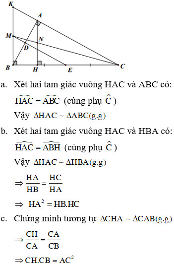 Tam giác ABC vuông tại A, đường cao AH