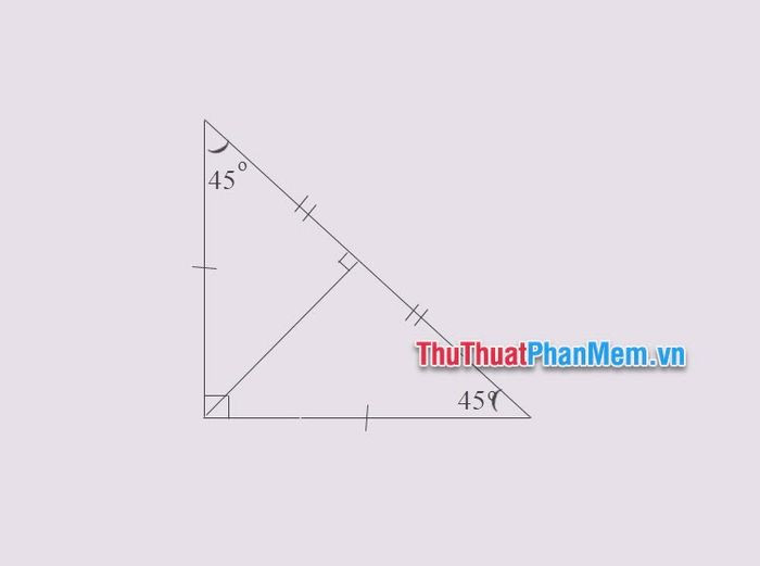 Tính chất đặc biệt của đường cao trong tam giác vuông cân