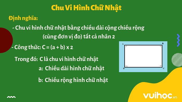 Công thức tính chu vi hình chữ nhật