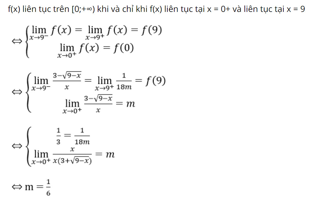 Hướng dẫn cách giải bài toán tìm điều kiện để hàm số liên tục trên một đoạn vô hạn, bao gồm việc xét các điểm đặc biệt và sử dụng giới hạn