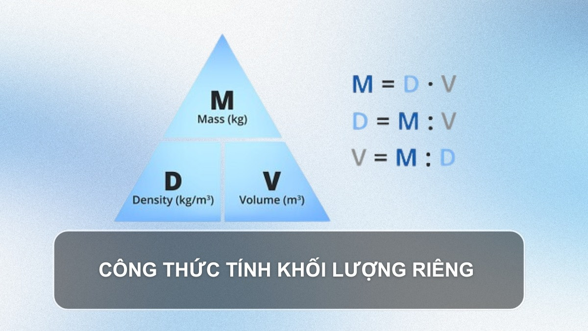 Công thức tính khối lượng khi biết khối lượng riêng và thể tích