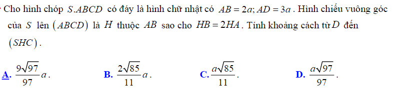 Đề bài 2 về tính khoảng cách giữa hai đường thẳng chéo nhau.