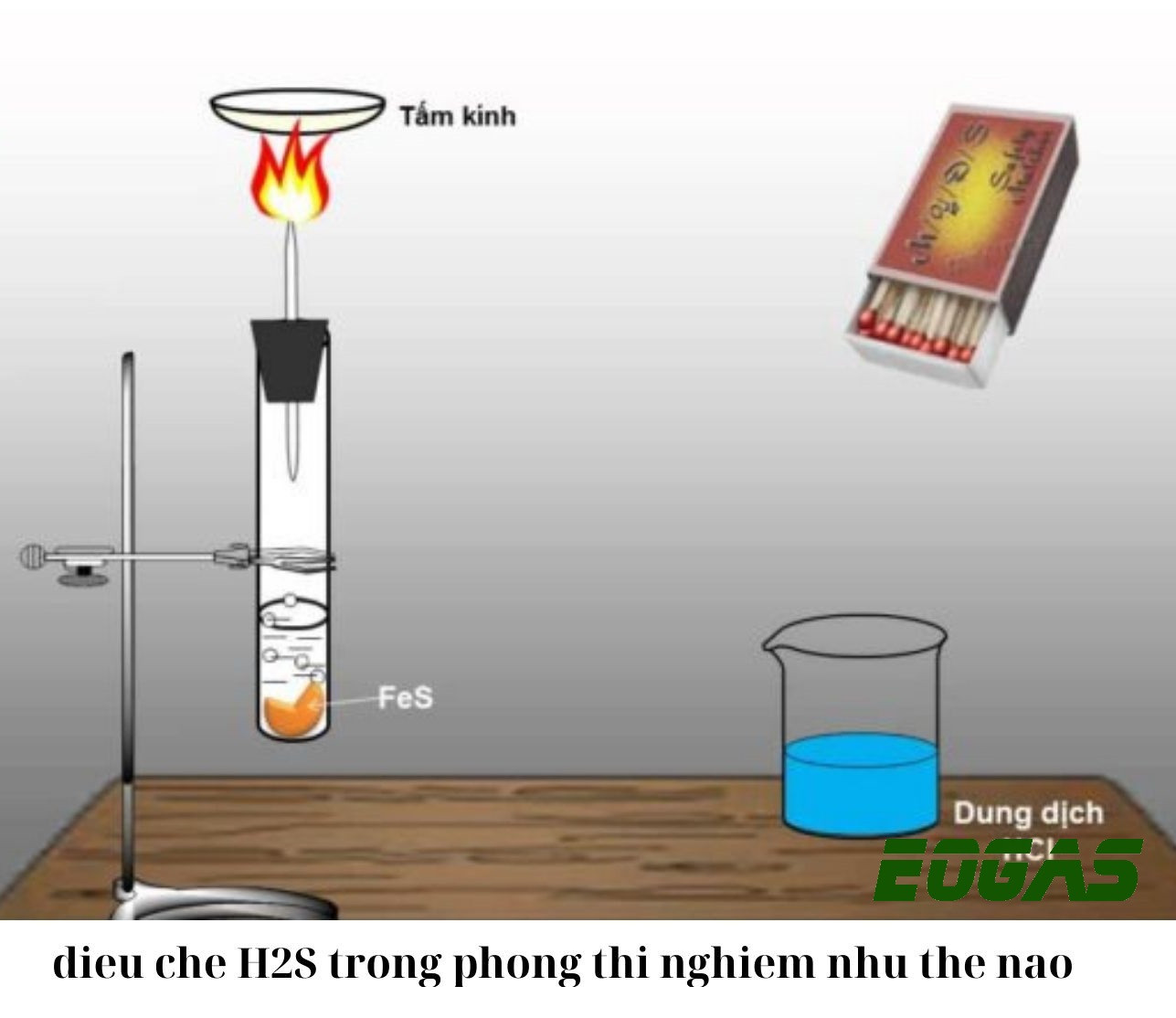 Sơ đồ phản ứng điều chế H2S từ FeS và HCl