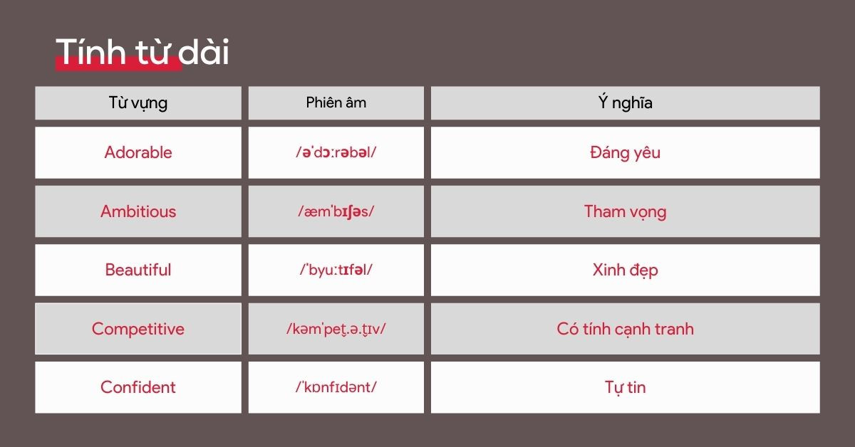Ví dụ về cách sử dụng tính từ để miêu tả vật thể trong tiếng Anh